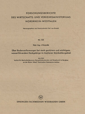 cover image of Über Bodenverformungen bei stark gestörtem und mächtigem, wasserführendem Deckgebirge im Aachener Steinkohlengebiet